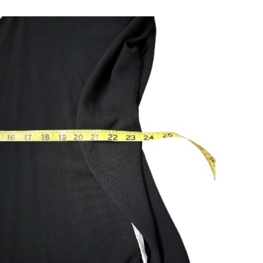Black Poncho Top Made in USA Contrast Trim Flutter Sleeve Oversized - L - Picture 8 of 10